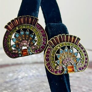 Heidi Daus early vintage Art Deco Swarovski Crystals clip on earrings